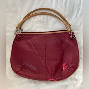 Maxx New York Red Pebbled Leather Purse Shoulder Bag Double Handle Handbag